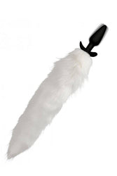 XR Brands - Tailz - White Fox Vibrating Slender Anal Plug with Remote - Stag Shop