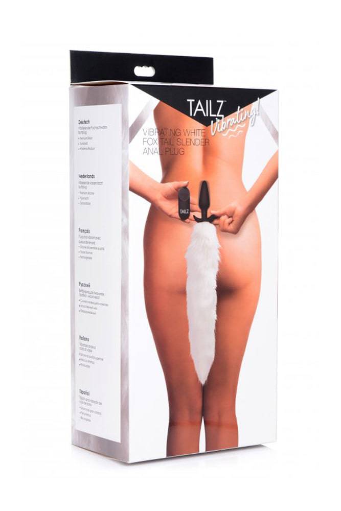 XR Brands - Tailz - White Fox Vibrating Slender Anal Plug with Remote - Stag Shop