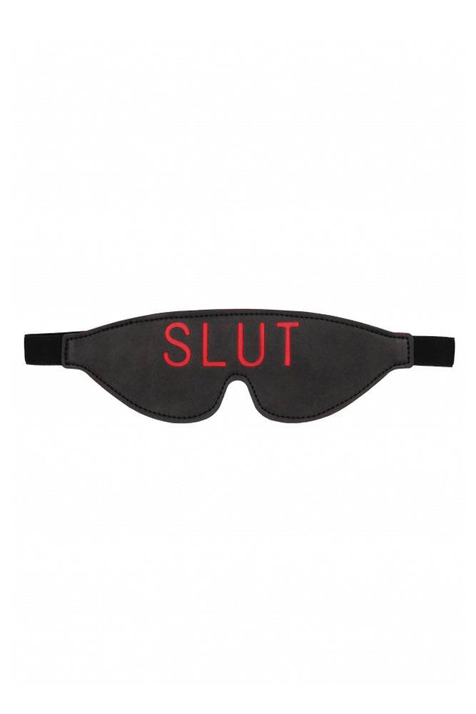 Ouch by Shots Toys - SLUT Blindfold - Black/Red - Stag Shop