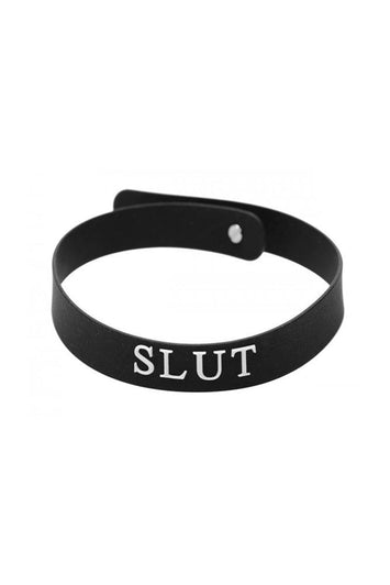 XR Brands - Master Series - SLUT Silicone Collar - Black - Stag Shop