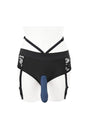 Evolved - Gender X - Snuggle Up Gartered Booty Short Harness & Remote Control Dildo - Blue/Black - Stag Shop