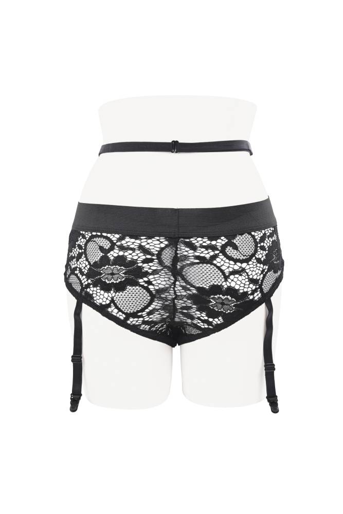 Evolved - Gender X - Snuggle Up Gartered Booty Short Harness & Remote Control Dildo - Blue/Black - Stag Shop