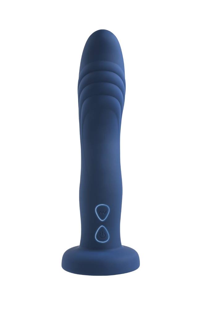 Evolved - Gender X - Snuggle Up Gartered Booty Short Harness & Remote Control Dildo - Blue/Black - Stag Shop
