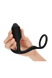 B-Vibe - Snug & Tug - Weighted Butt Plug with Cock Ring - Black - Stag Shop