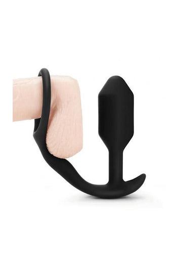 B-Vibe - Snug & Tug - Weighted Butt Plug with Cock Ring - Black - Stag Shop