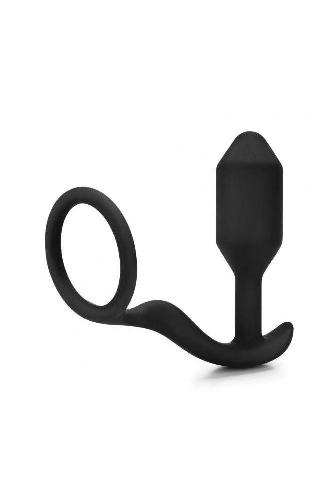 B-Vibe - Snug & Tug - Weighted Butt Plug with Cock Ring - Black - Stag Shop