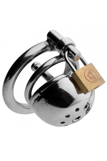 XR Brands - Master Series - Solitary Plus - Extreme Confinement Cage with Cum-Thru Plug - Stag Shop