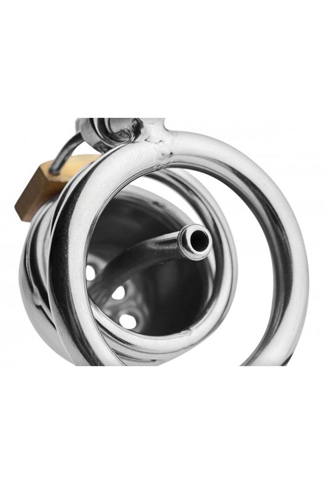 XR Brands - Master Series - Solitary Plus - Extreme Confinement Cage with Cum-Thru Plug - Stag Shop