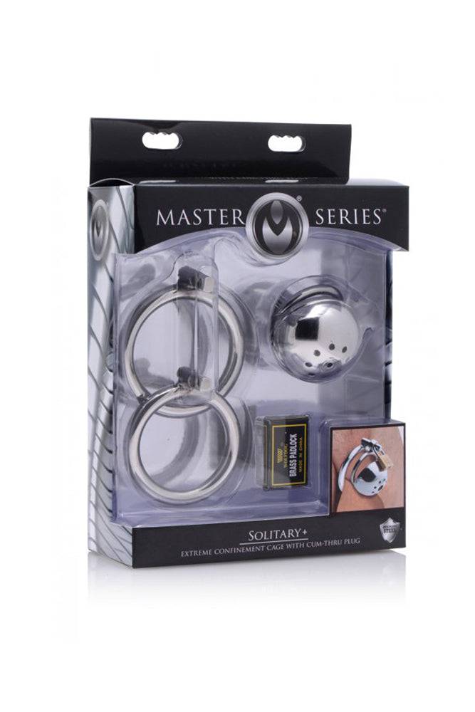 XR Brands - Master Series - Solitary Plus - Extreme Confinement Cage with Cum-Thru Plug - Stag Shop