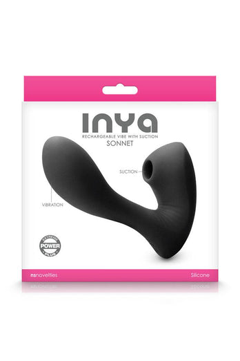 NS Novelties - INYA - Sonnet Dual Suction Vibrator - Black - Stag Shop