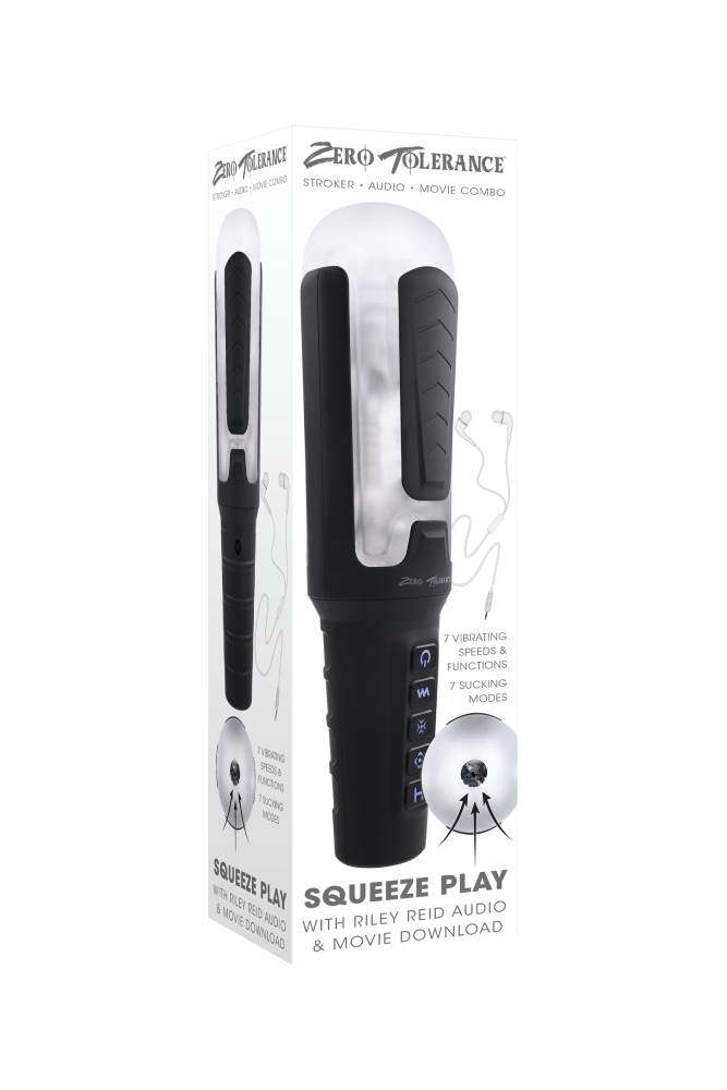 Zero Tolerance - Squeeze Play with Riley Reid Vibrating & Sucking Stroker - Black - Stag Shop