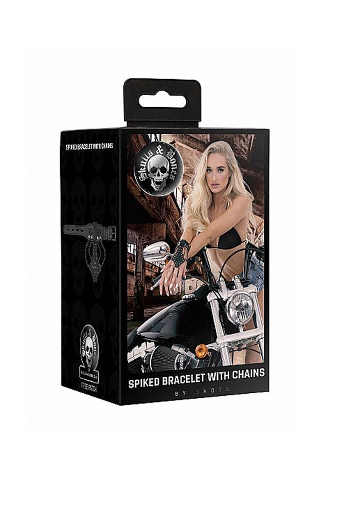 Ouch by Shots Toys - Spiked Bracelet With Chains - Black - Stag Shop