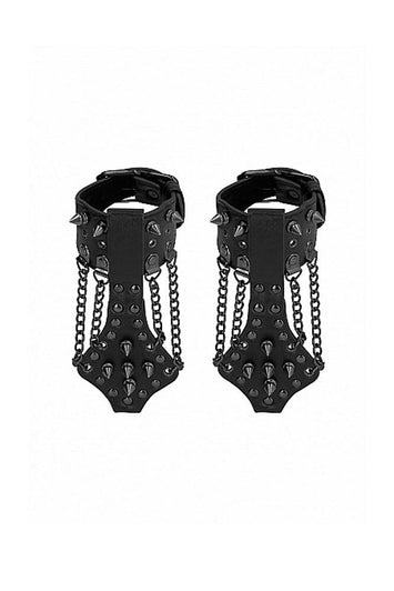Ouch by Shots Toys - Spiked Handcuffs With Chains - Black - Stag Shop