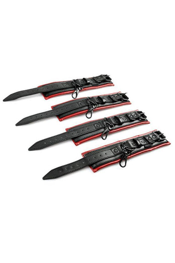 Sportsheets - Saffron Spreader Bar & Cuffs Set - 5 PC - Red/Black - Stag Shop