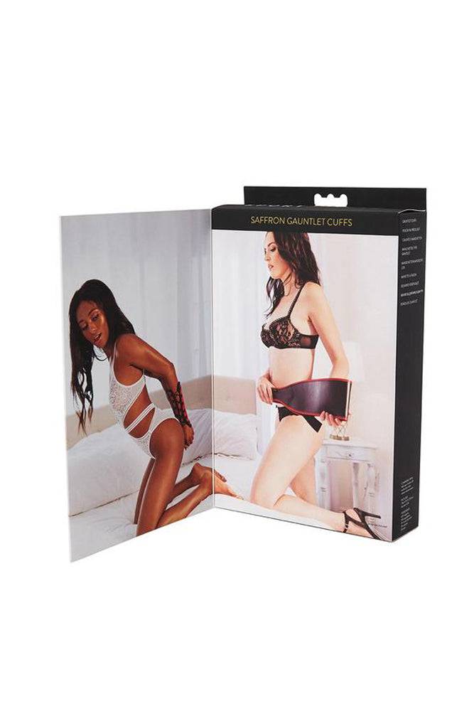 Sportsheets - Saffron Gauntlet Cuffs - Black/Red - Stag Shop