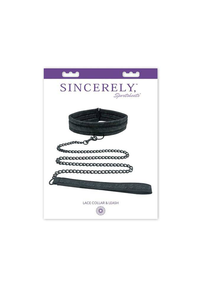 Sincerely by Sportsheets - Lace Collar & Leash - Black - Stag Shop