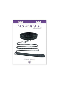 Thumbnail for Sincerely by Sportsheets - Lace Collar & Leash - Black - Stag Shop