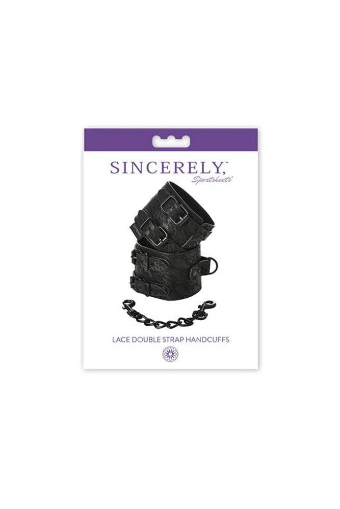 Sincerely by Sportsheets - Lace Double Strap Handcuffs - Black - Stag Shop
