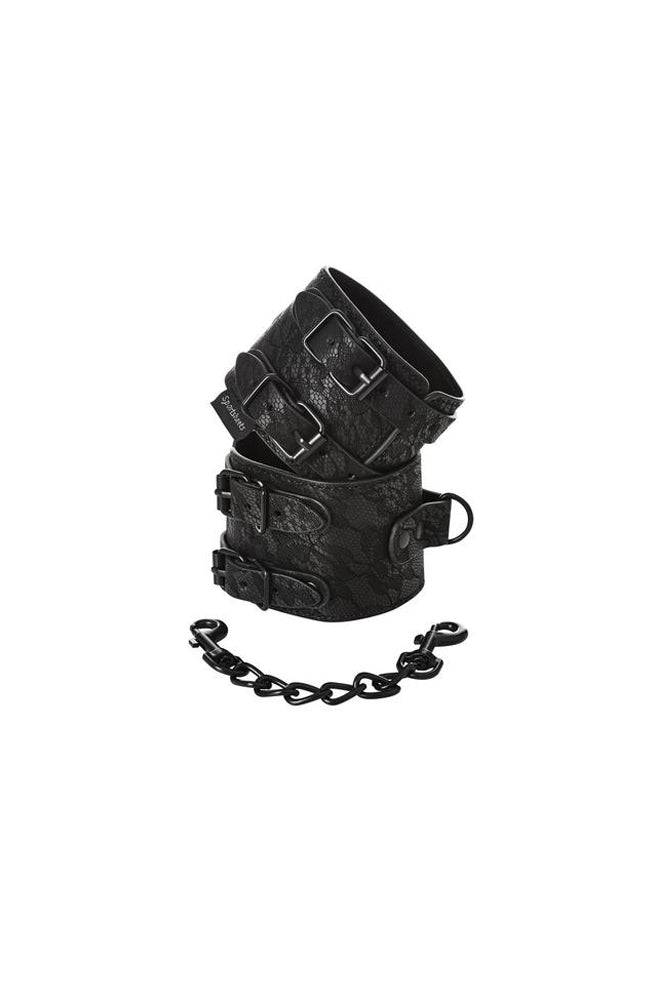 Sincerely by Sportsheets - Lace Double Strap Handcuffs - Black - Stag Shop
