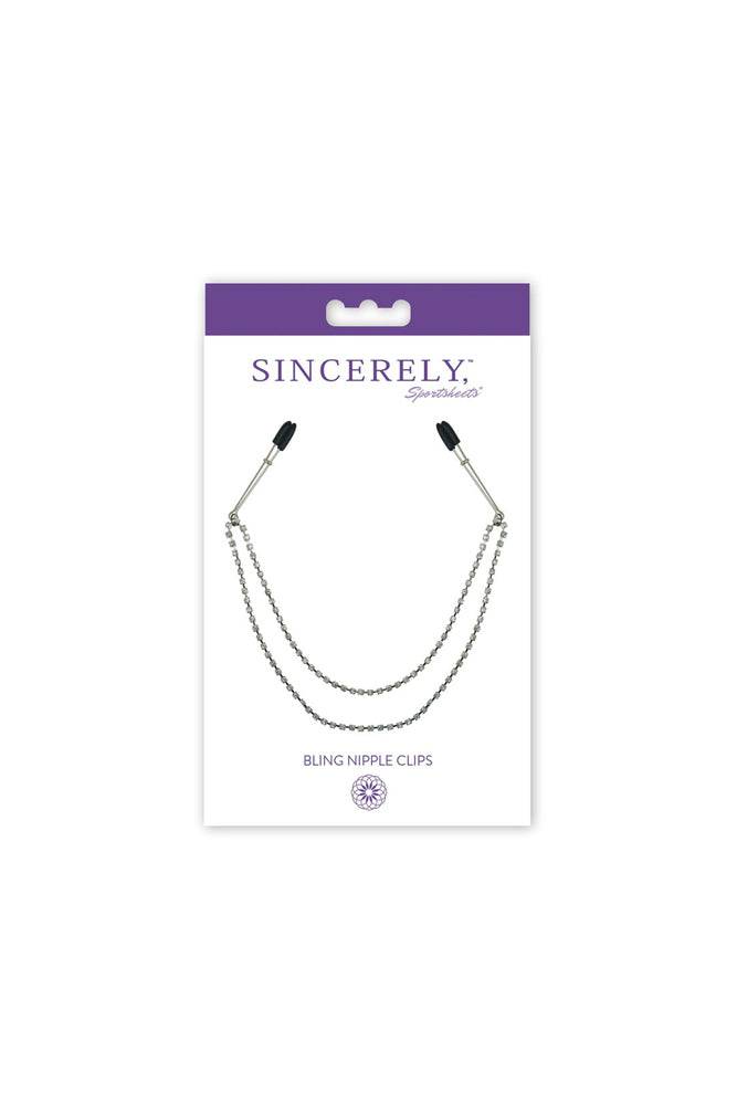 Sincerely by Sportsheets -  Bling Nipple Clips - Silver/Black - Stag Shop