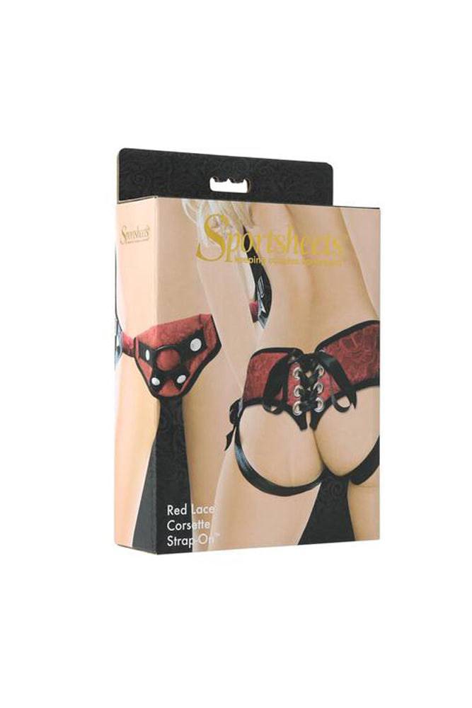 Sportsheets - Red Lace Corsette Strap-On - Stag Shop