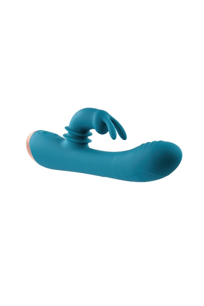 Adam & Eve - Shimmy & Shake Velvet Rabbit Vibrator - Teal - Stag Shop