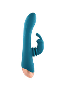 Thumbnail for Adam & Eve - Shimmy & Shake Velvet Rabbit Vibrator - Teal - Stag Shop