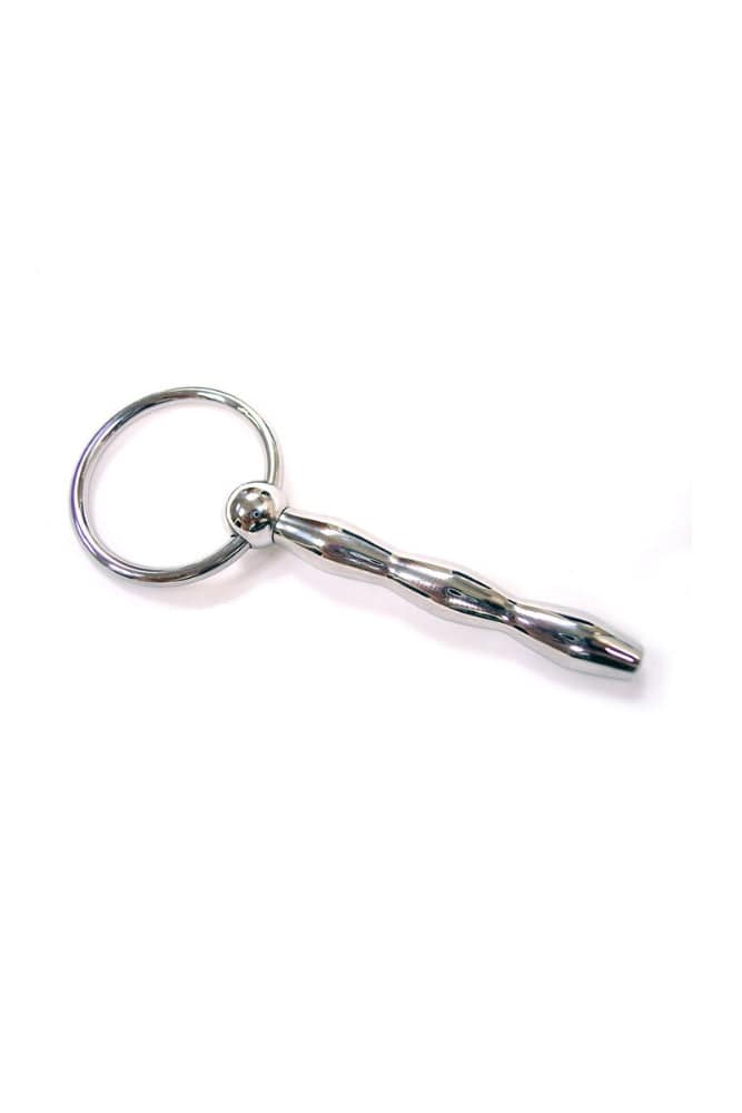 Stag Shop - Ribbed Urethral Plug with Pull Ring - Silver - Stag Shop