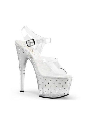 Pleaser USA - Stardust 7 Inch Rhinestones Studded Heel - Clear/Silver - Stag Shop