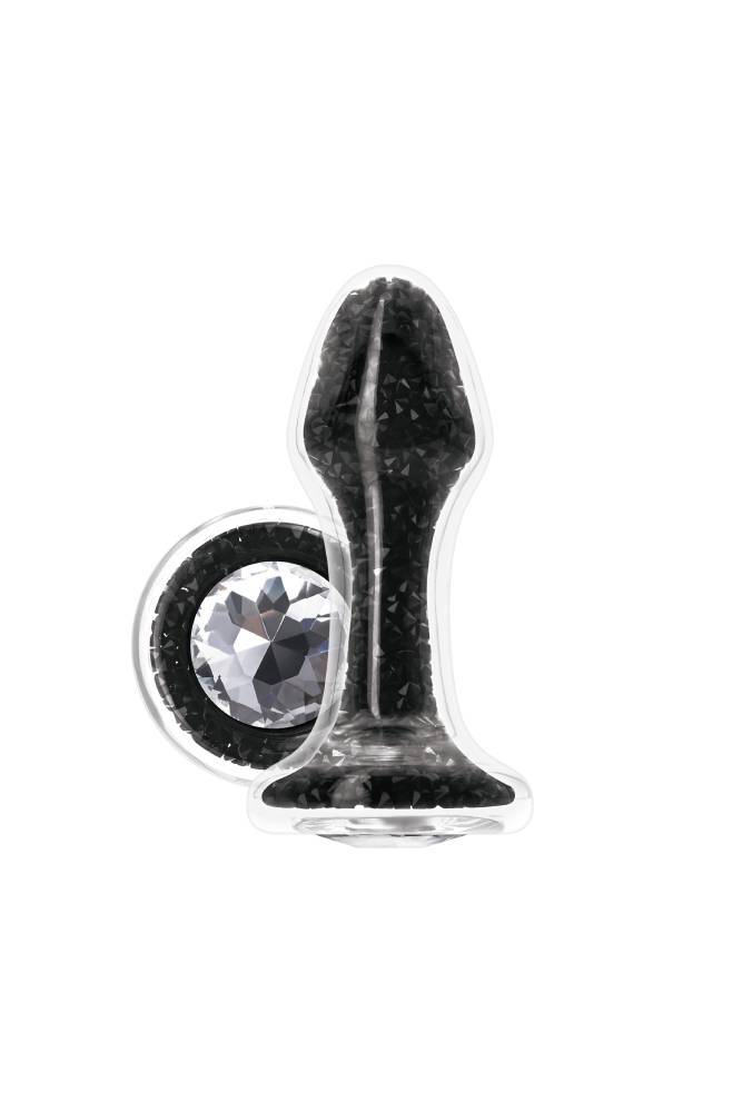 NS Novelties - StarDust - Glam - Glass Anal Plug - Black/Crystal - Stag Shop