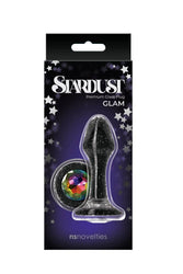 NS Novelties - StarDust - Glam - Glass Anal Plug - Black/Crystal - Stag Shop