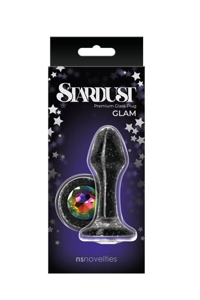 NS Novelties - StarDust - Glam - Glass Anal Plug - Black/Crystal - Stag Shop