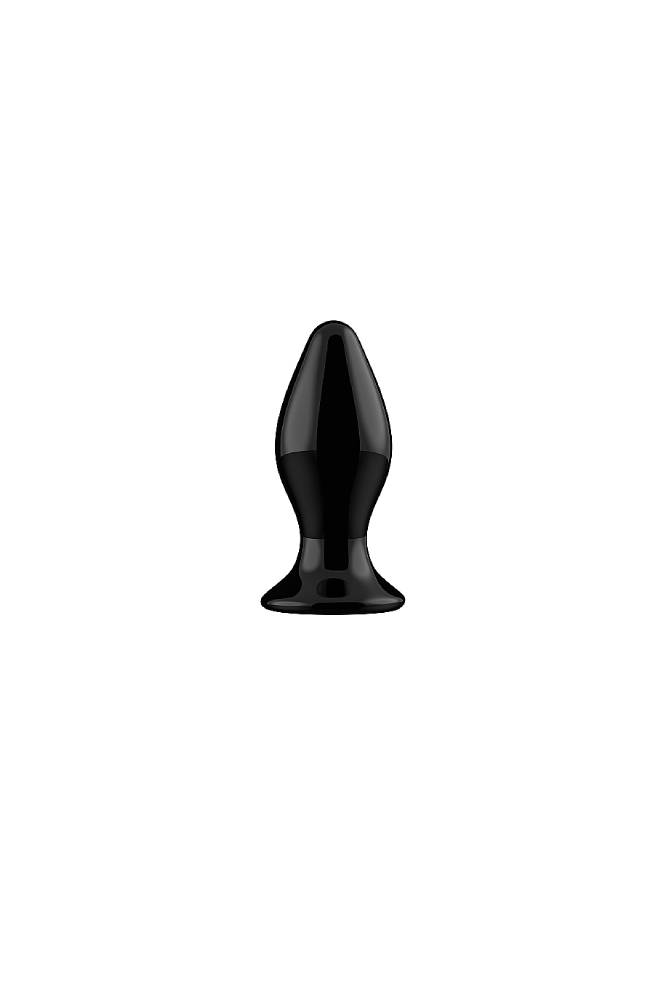 Shots Toys - Chrystalino - Stretchy Vibrating Glass Anal Plug with Suction Cup & Remote - Black - Stag Shop