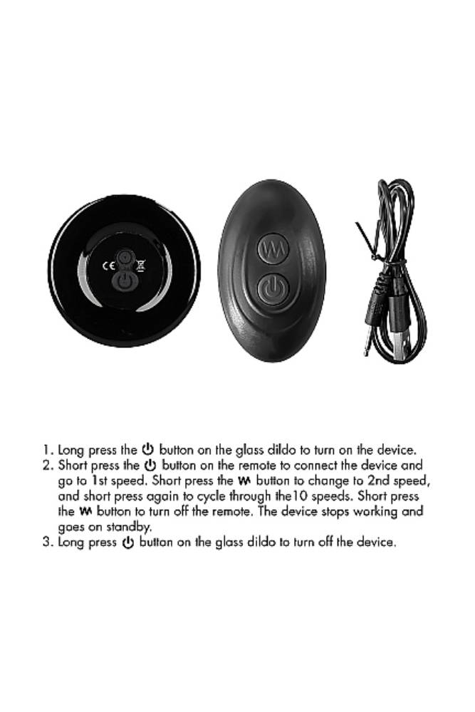Shots Toys - Chrystalino - Stretchy Vibrating Glass Anal Plug with Suction Cup & Remote - Black - Stag Shop