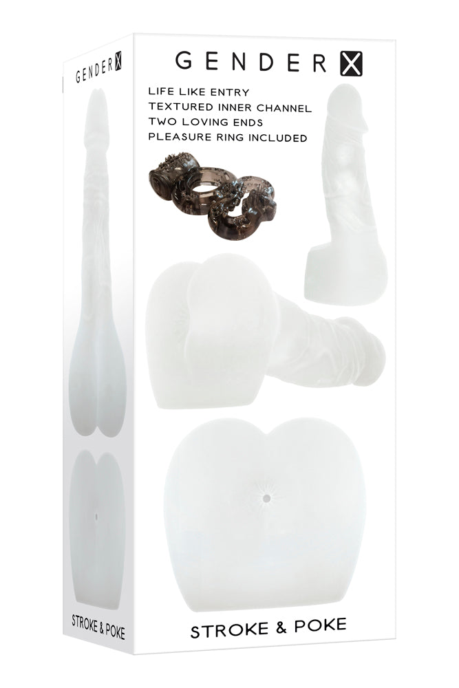 Evolved - Gender X - Stroke and Poke 2-in-1 Stroker & Dildo - Clear - Stag Shop