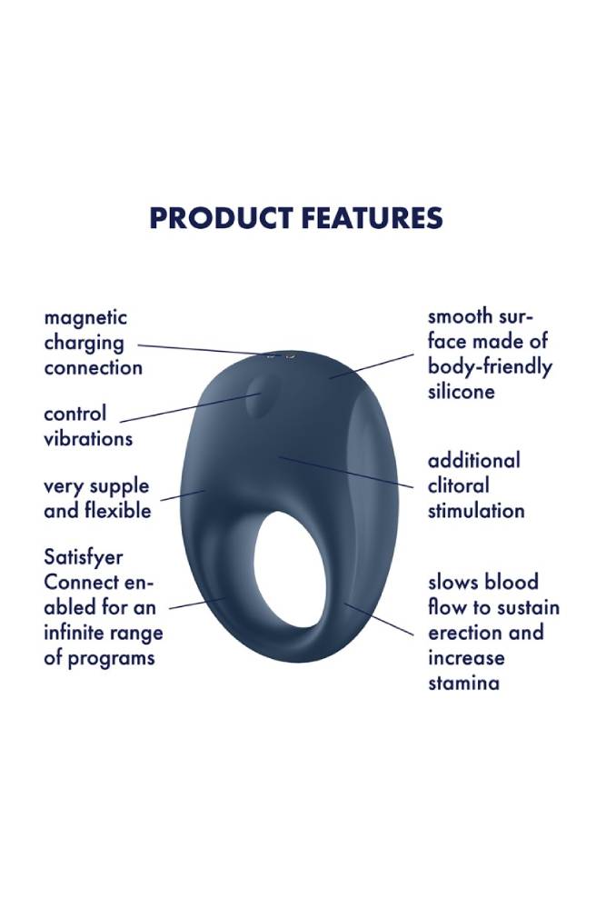 Satisfyer - Strong One Bluetooth Cock Ring - Navy - Stag Shop