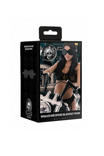 Ouch by Shots Toys - Skulled & Spiked Blackout Eye Mask - Black - Stag Shop