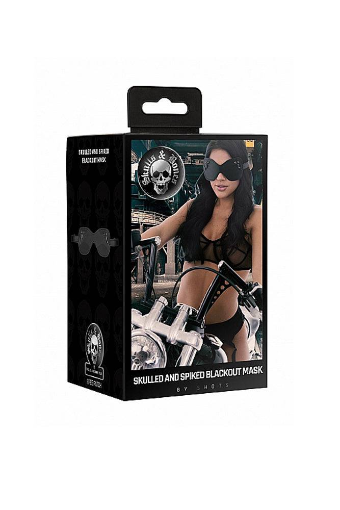 Ouch by Shots Toys - Skulled & Spiked Blackout Eye Mask - Black - Stag Shop