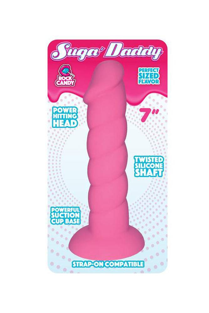 Rock Candy Toys - Suga Daddy - 7 Inch Silicone Dildo - Pink - Stag Shop