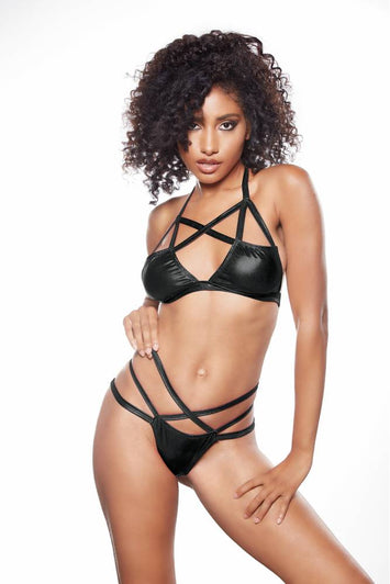 Allure Lingerie - Kitten - Sugar & Blush Bralette and Thong Set - Black - OS - Stag Shop