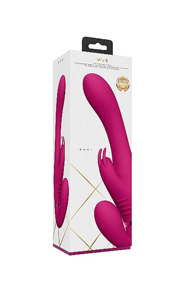 Shots Toys - VIVE - Suki Vibrating Strapless Strap-on Rabbit - Pink - Stag Shop