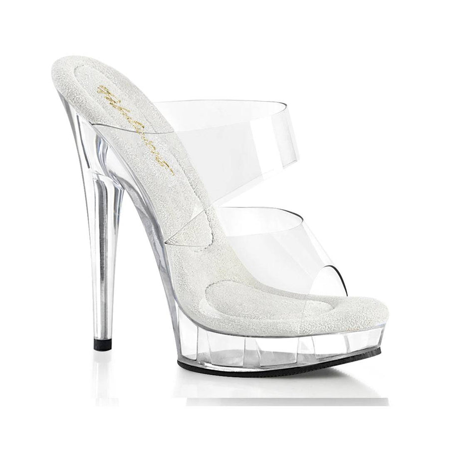 Pleaser USA - Sultry 6" Platform Two-Band Slide - Clear - Stag Shop