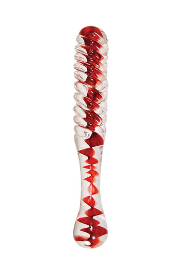 Adam & Eve - Eve's Sweetheart Swirl Glass Dildo - Red - Stag Shop