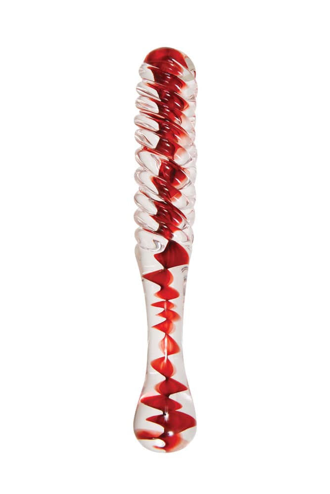 Adam & Eve - Eve's Sweetheart Swirl Glass Dildo - Red - Stag Shop