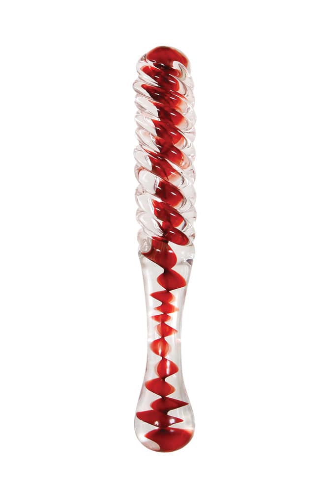 Adam & Eve - Eve's Sweetheart Swirl Glass Dildo - Red - Stag Shop