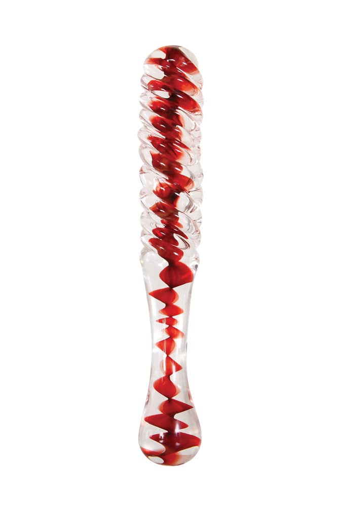 Adam & Eve - Eve's Sweetheart Swirl Glass Dildo - Red - Stag Shop