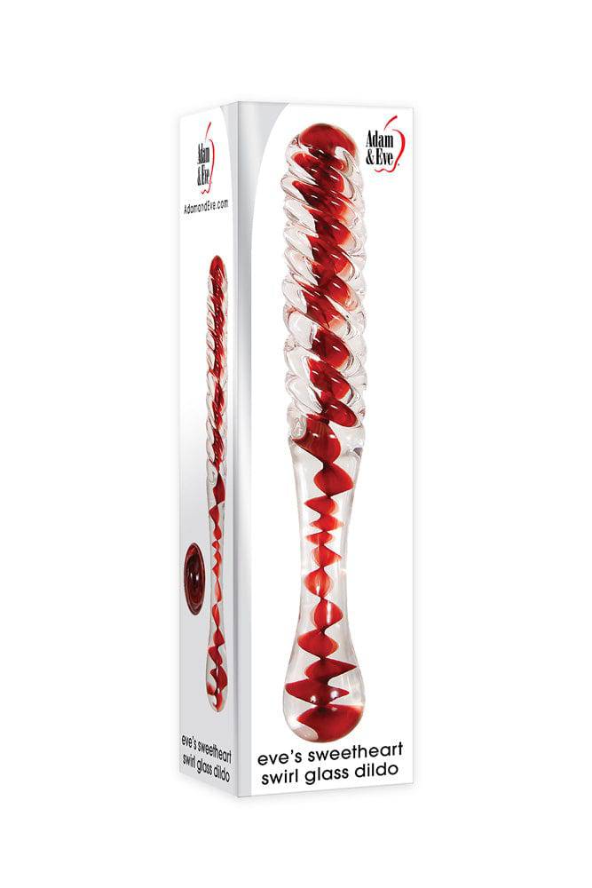 Adam & Eve - Eve's Sweetheart Swirl Glass Dildo - Red - Stag Shop