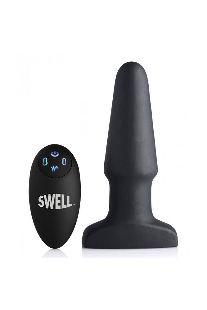 XR Brands - Swell 10X Inflatable Vibrating Plug & Remote - Black - Stag Shop