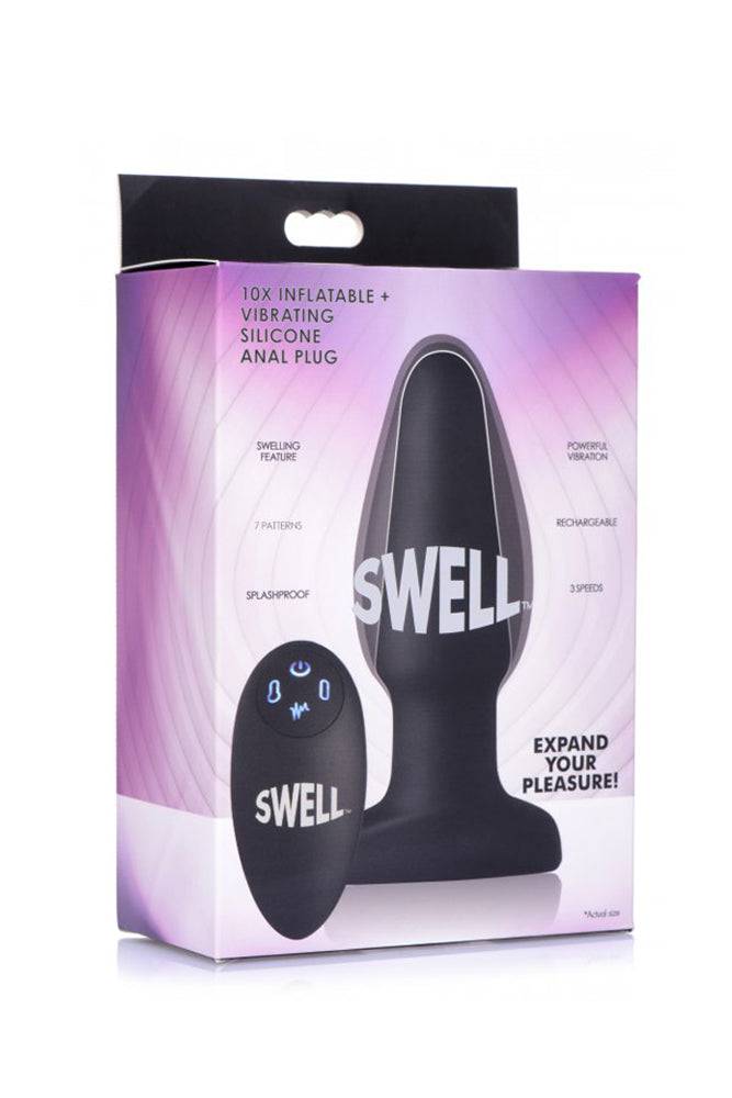 XR Brands - Swell 10X Inflatable Vibrating Plug & Remote - Black - Stag Shop