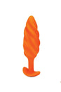 b-Vibe - Swirl Textured Vibrating Butt Plug - Orange - Stag Shop